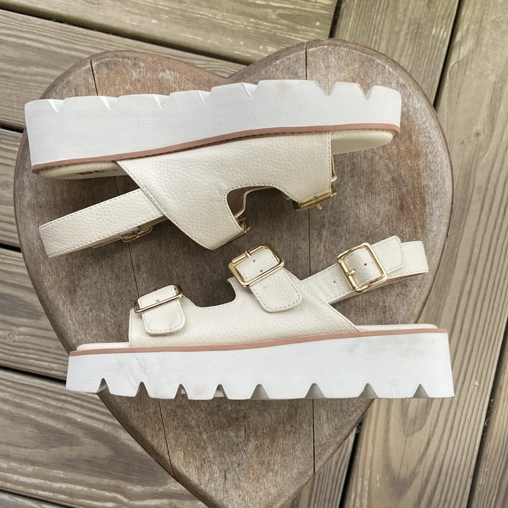 Anthropologie BC Footwear It's Happening Vegan Leather Sandal Women's Size 7.5 - Picture 13 of 14